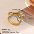 Zweifarbiger verschlungener Edelstahlring in Gold und Silber mit 1,7 cm Durchmesser - Geometrischer Verflochtener Stil (087)
