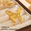 Goldener Schmetterling Ring aus Edelstahl mit geschmolzener Metallstruktur Design - Gold Hohler Schmetterling Stil (1582)