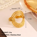18K gold plated stainless steel layered oval ring featuring a minimalist wavy design - Gold