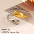 Verstellbarer zweifarbiger Tropfenring aus Edelstahl in Silber und Gold - Minimalistischer Wassertropfen-Stil (781)
