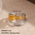 Zweifarbiger gewellter Edelstahlring in Gold und Silber mit matter Oberfläche - Gold und Silber Verflochtenes Wellendesign (1007)
