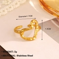 Minimalist 18K gold plated heart-shaped open ring made of durable stainless steel - Gold