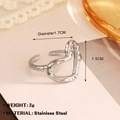 Silver heart open ring in hammered stainless steel with French vintage style - Hammered Heart Style (1178) / Steel
