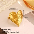 Anello a cuore in acciaio inossidabile dorato vintage francese con texture martellata - Oro