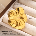 Übertriebener 18k vergoldeter Edelstahlring in 4cm Blumenform mit polierten Petalen - Blumenstil (1270)