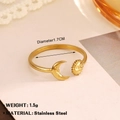 Anello aperto vintage sole e luna in acciaio inossidabile placcato oro 18K - Oro
