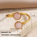 18k gold plated stainless steel ring featuring dual pink round gemstones and open band - Pink Ring