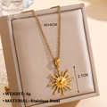 Goldene Sonnenanhänger-Halskette aus Edelstahl mit 2,7 cm großem Sternenschliff-Design - Sonnenform (Stil 1)