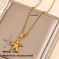 Goldene Seestern-Halskette aus Edelstahl mit feiner Textur und verstellbarer Kette - Seesternform (Stil 3)