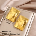 Strukturierte goldene geometrische rechteckige Edelstahlstecker mit Hochglanz-Finish - Gold Quadratisch