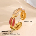 18k vergoldeter Edelstahlring mit buntem muschelförmigem Design für Frauen - Four Color Shell Connection Style (Gold Ring 030)