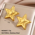 Goldene doppellagige Pentagramm-Ohrringe aus Edelstahl mit poliertem Finish - Goldene Sternohrringe