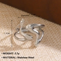 Modern wavy silver stainless steel open ring weighing 2.7g with 1.7cm diameter - 1413 Wave Style / Silver
