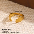 Golden stainless steel hugging hands open ring with 1.7cm inner diameter and 2.2g weight - 1322 Streamlined Style / Gold