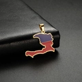 Minimalist 18K gold plated Haiti map pendant with blue and red enamel finish - Gold