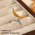 Two-tone 18K gold plated stainless steel spiral ring with size and weight specs - Spiral Wrap Wave Style (ZN1695-755)
