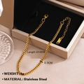 Vergoldete Edelstahl-Klingenkette Fußkettchen für Damen mit 22+5cm Verlängerung - Dünner Cuban Kette Stil (1699-2) / Gold