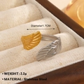 Two-tone stainless steel wing ring in gold and silver finish with feather details - Wings Feather Shape Style (ZN1695-828)