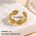 Goldener Seestern-Ring aus Edelstahl, verstellbar mit natürlicher Muschelstruktur - Muscheltextur Stil (030) / Einstellbar Offen / Gold