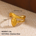 Anillo cruzado de acero inoxidable dorado con un detalle geométrico de gota - 1368 Estilo Gota de Agua / Dorado