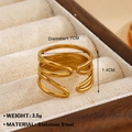 Minimalist 18K gold plated stainless steel wave ring with a multi-layer open design - Gold (1549)