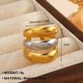 Three-layer stainless steel ring set in mixed 18K gold and silver tones for women - Polished Multilayer Stack Style (ZN1695-1244)