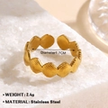 Goldener Edelstahlring mit Seestern- und Muscheltextur für Strandurlaub-Stil - Fächerwellen-Stil (058) / Einstellbar Offen / Gold