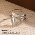 Anillo de doble capa de acero inoxidable plateado con gota y diámetro de 1,7 cm - 1368 Estilo Gota de Agua / Plateado