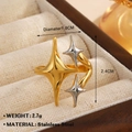Chic 18K gold plated stainless steel star ring in two-tone silver and gold finish - Four-pointed Star Open Style (ZN1695-1442)