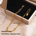 Gouden dubbellaagse roestvrijstalen enkelband met kralenketting en verstelbare sluiting - Dubbele Kraalketting Stijl (1719) / Goud