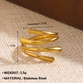 Anillo en espiral de tres capas en acero inoxidable dorado con diseño geométrico - 1426 Estilo Espiral de Tres Capas / Dorado