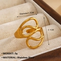 18K gold plated stainless steel wave ring with an adjustable open minimalist design - Gold (1551)