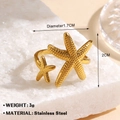 Goldener Seestern-Ring aus Edelstahl mit realistischer Textur und offenem Design - Seesternform Stil (873) / Einstellbar Offen / Gold
