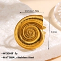 Golden snail shell stainless steel open ring with spiral texture for beach holidays - Snail Shell Shape Style (873-5) / Adjustable Open / Gold