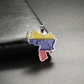 Stainless steel Venezuela map pendant with yellow blue red flag enamel colors - Silver