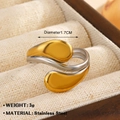 Two-tone 18K gold and silver stainless steel wavy star ring for women - Artistic Curved Surface Style (ZN1695-1578)