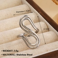 Modern wavy double-layer stainless steel ring in silver finish for women - Steel (1552)