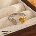 Two-tone wave design ring in 18K gold and silver stainless steel, 1.7cm diameter - Wave Open Two-tone Style (ZN1695-1583)
