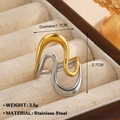 Two-tone wavy 18K gold plated stainless steel star ring with dynamic curved design - Irregular Streamline Intertwined Style (ZN1695-1599)