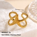 Adjustable golden starfish ring in stainless steel with a unique hammered texture finish - Hammered Sea Star Style (1021) / Adjustable Open / Gold