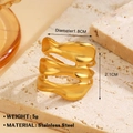 18k vergoldeter Edelstahlring mit unregelmäßiger Wellenstruktur und mehrlagigem Design - Dreischichtiger Wellenstil (1574) / Gold