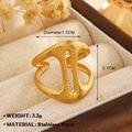 Minimalist hollow 18K gold plated stainless steel open ring with spiral texture finish - Spiral Texture (1573) / Gold