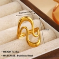 Abstract wave design open ring in 18K gold plated stainless steel for women - Gold (1599)