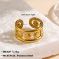 Gold stainless steel starfish ring with double-band scallop design and 1.7cm diameter - Hollow Shell Style (1091) / Adjustable Open / Gold