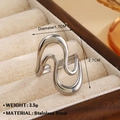Minimalist irregular wave ring in silver stainless steel finish on a jewelry box - Steel (1599)
