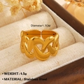 Minimalist chain link 18K gold plated stainless steel ring with 1.7cm diameter - Chain Intertwined (1577) / Gold