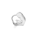 Macro detail of silver stainless steel ring with heart and woman-cat silhouette design - US 7 / Steel
