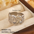 Polished silver stainless steel braided ring with twisted rope texture in a gift box - Chain Intertwined (1577) / Steel