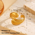 Minimalist 18K gold plated stainless steel teardrop ring with 1.7CM hollow design - Streamline Teardrop Style (1578) / Gold