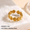 Gold stainless steel starfish ring with shell texture 1.7cm diameter 2.8g weight - Fan Textured Style (1254) / Adjustable Open / Gold